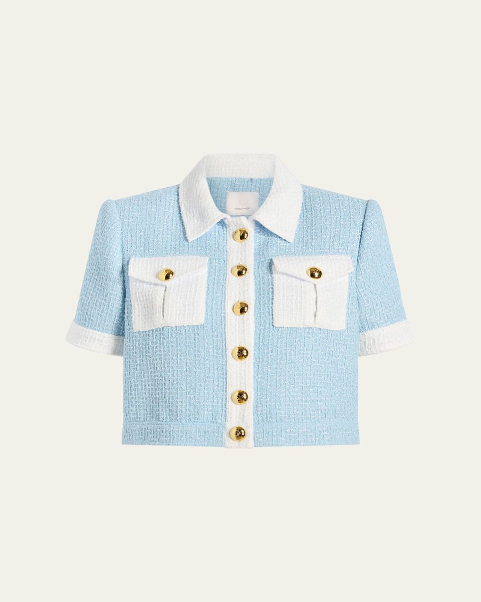 Nissy Short-Sleeve Tweed Jacket